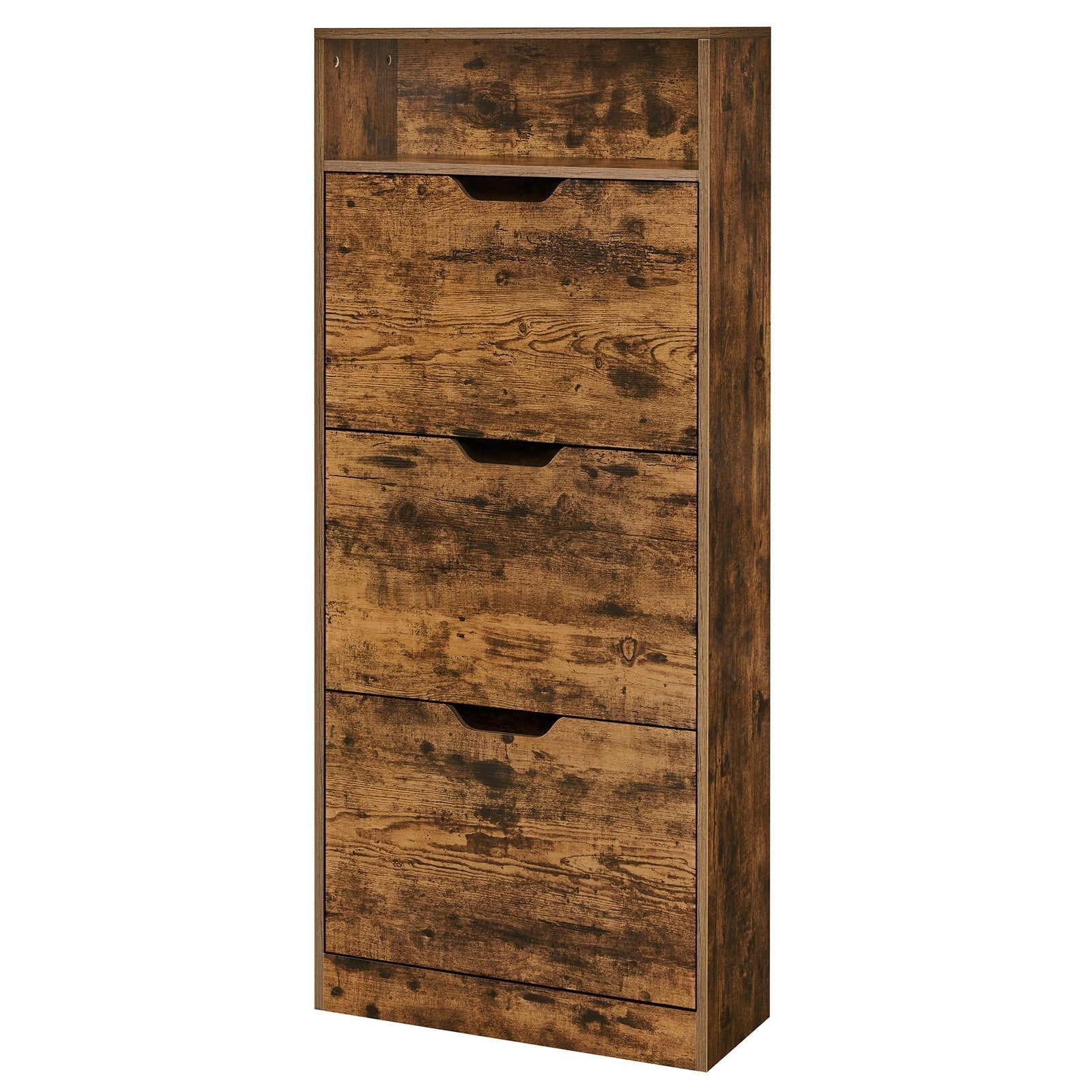 Shoe Cabinet - Wood - Brown - 3 Flip Doors
