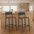Set of 2 Dining Chairs - Wood - Rustic Brown and Black