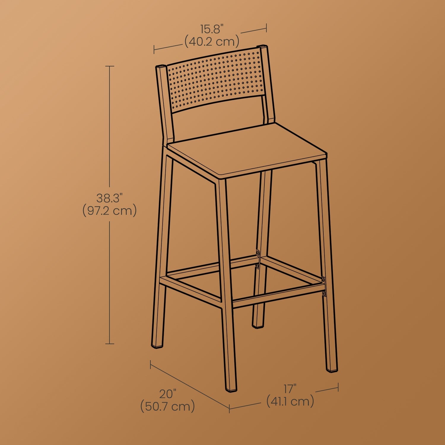 Set of 2 Dining Chairs - Wood - Rustic Brown and Black