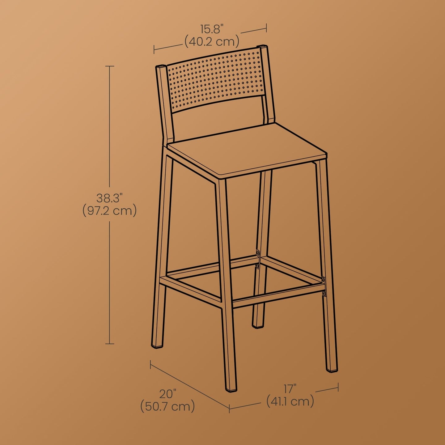 Set of 2 Dining Chairs - Wood - Rustic Brown and Black