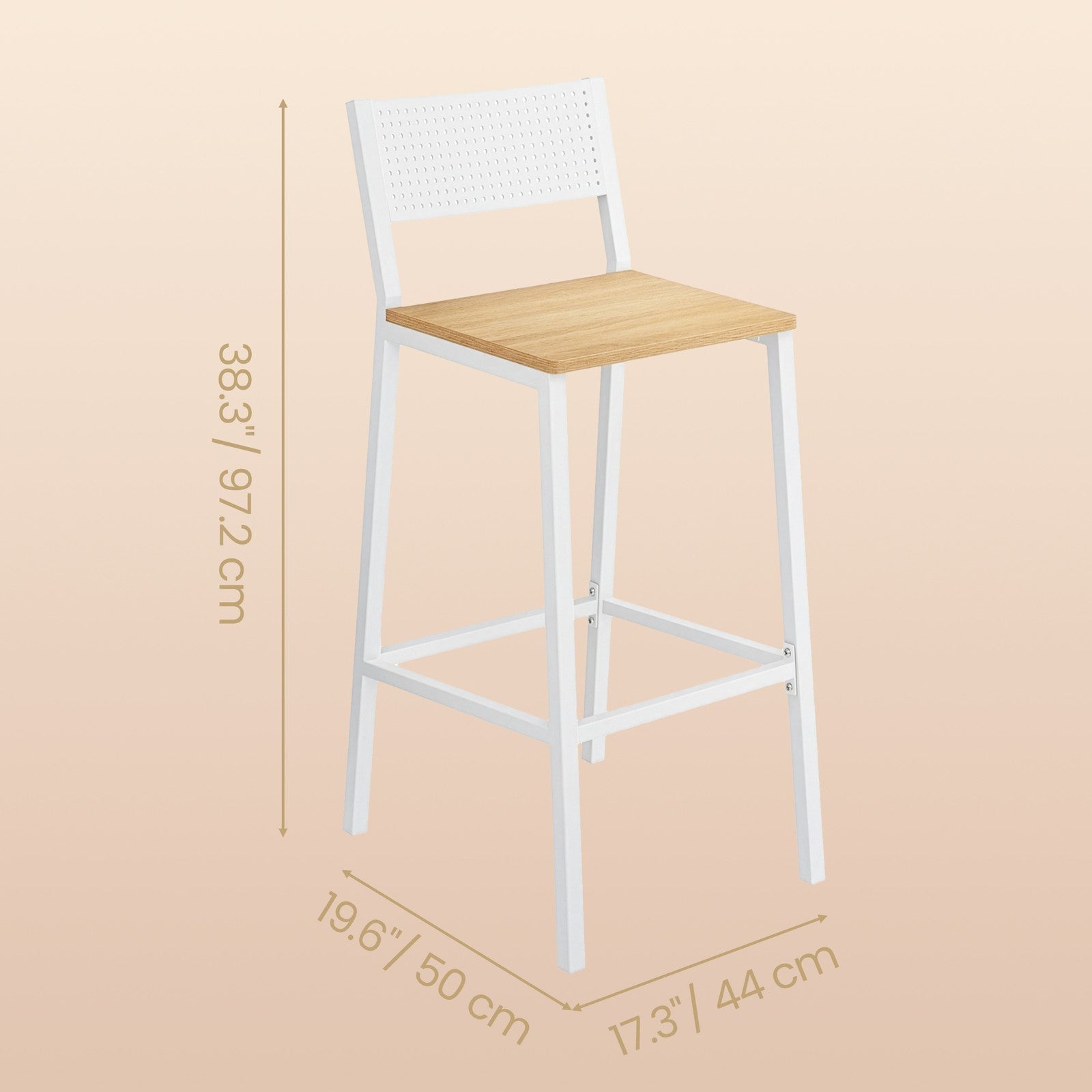 Set of 2 Counter Chairs - Metal - Versatile for Kitchen and Living Room