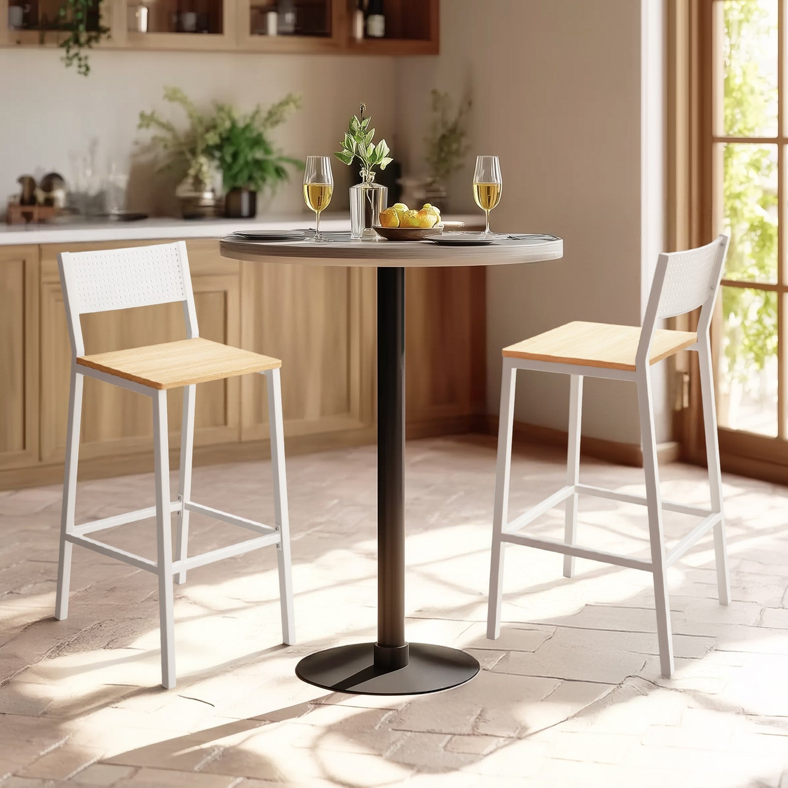 Set of 2 Counter Chairs - Metal - Versatile for Kitchen and Living Room