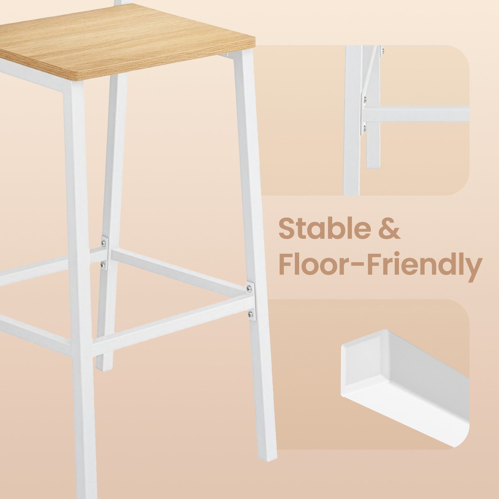 Set of 2 Counter Chairs - Metal - Versatile for Kitchen and Living Room