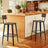 Set of 2 Bar Stools - Metal - Black and Rustic Brown - Supportive Backrest