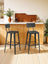 Set of 2 Bar Height Stools - Steel - Rustic Brown and Black - Backrest