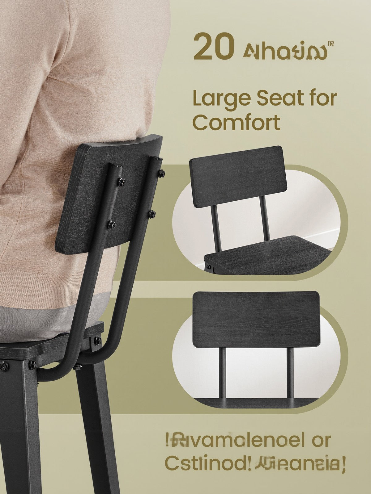 Set of 2 Bar Height Stools - Steel - Rustic Brown and Black - Backrest