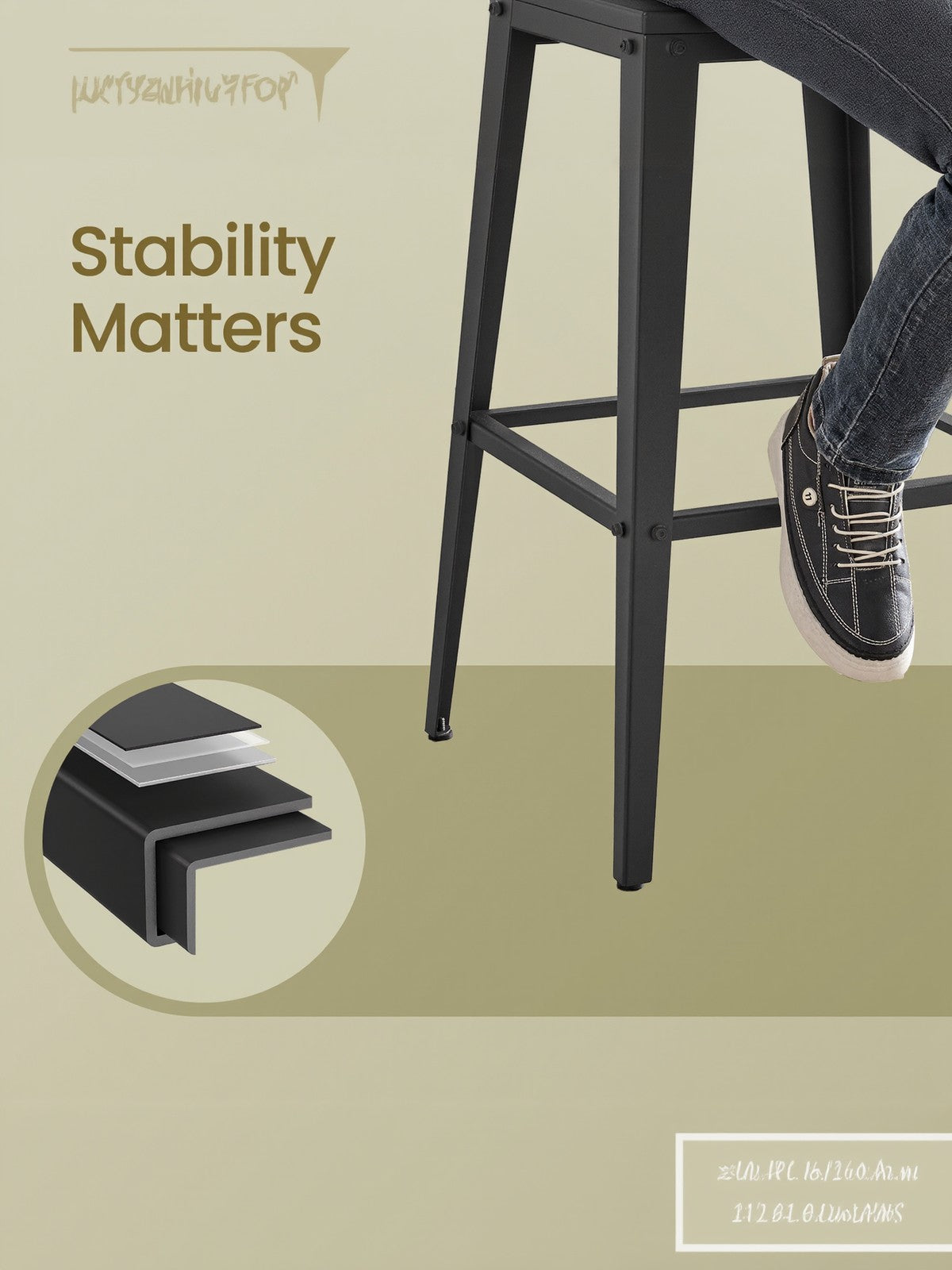 Set of 2 Bar Height Stools - Steel - Rustic Brown and Black - Backrest