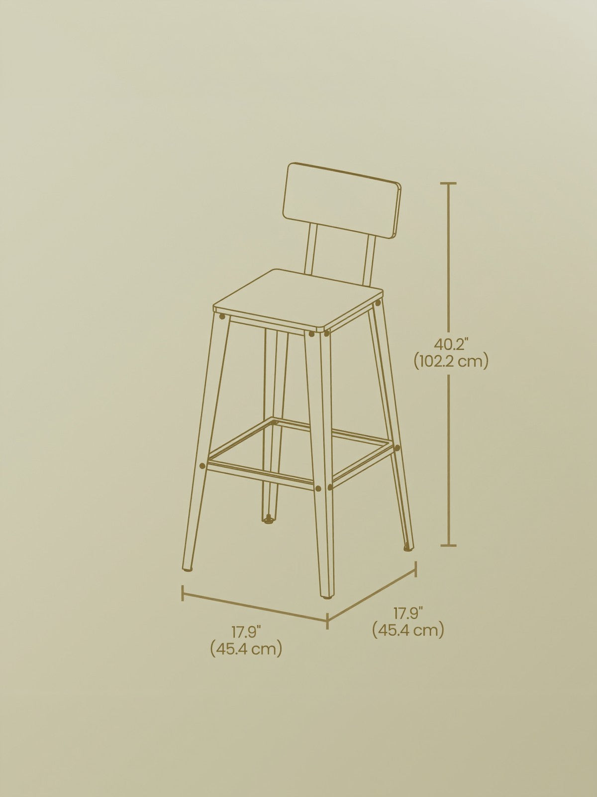 Set of 2 Bar Height Stools - Steel - Rustic Brown and Black - Backrest