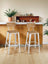 Set of 2 Bar Height Stools - Steel - Rustic Brown and Black - Backrest