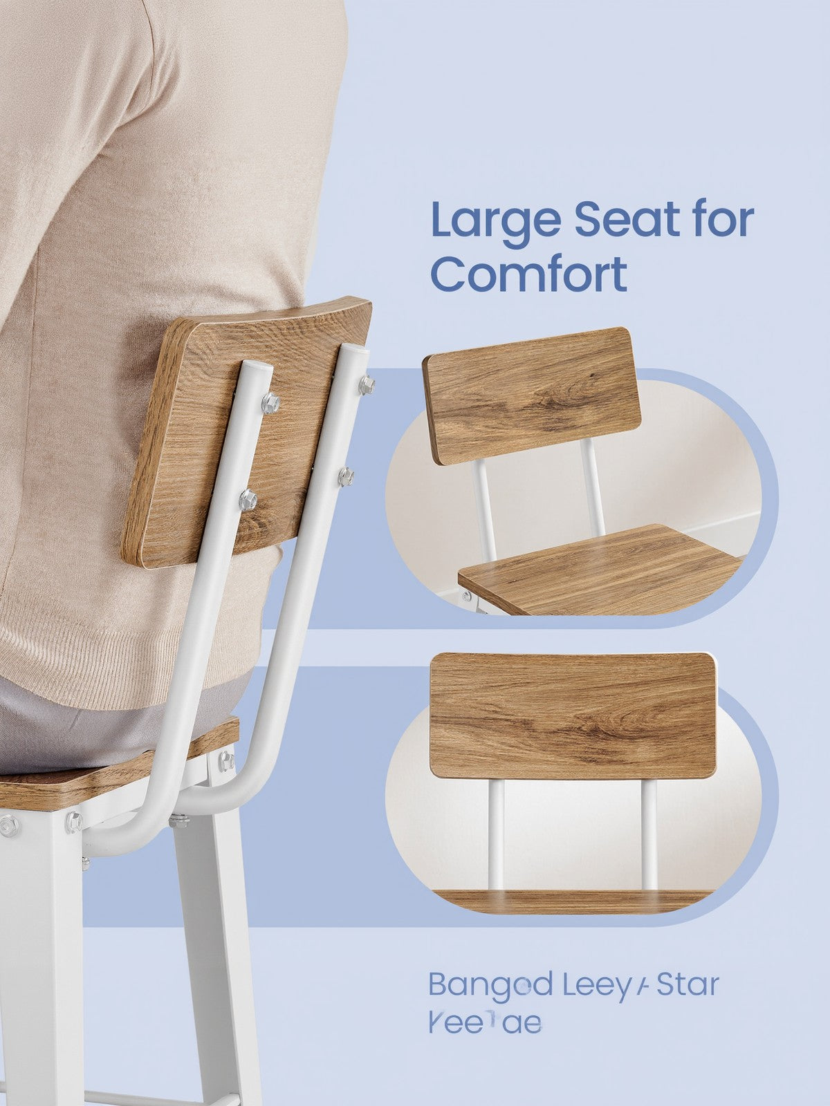 Set of 2 Bar Height Stools - Steel - Rustic Brown and Black - Backrest