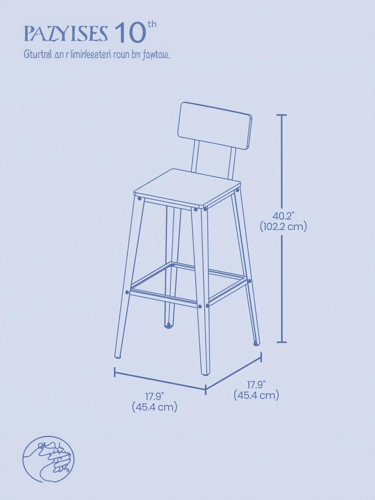 Set of 2 Bar Height Stools - Steel - Rustic Brown and Black - Backrest