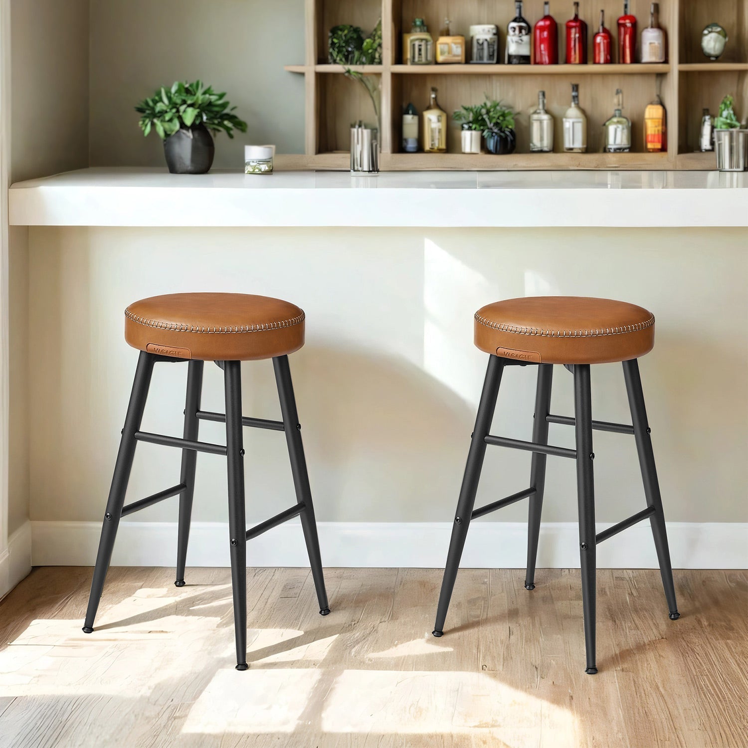 Bar Stools Set of 2 - 63 cm - Synthetic Leather
