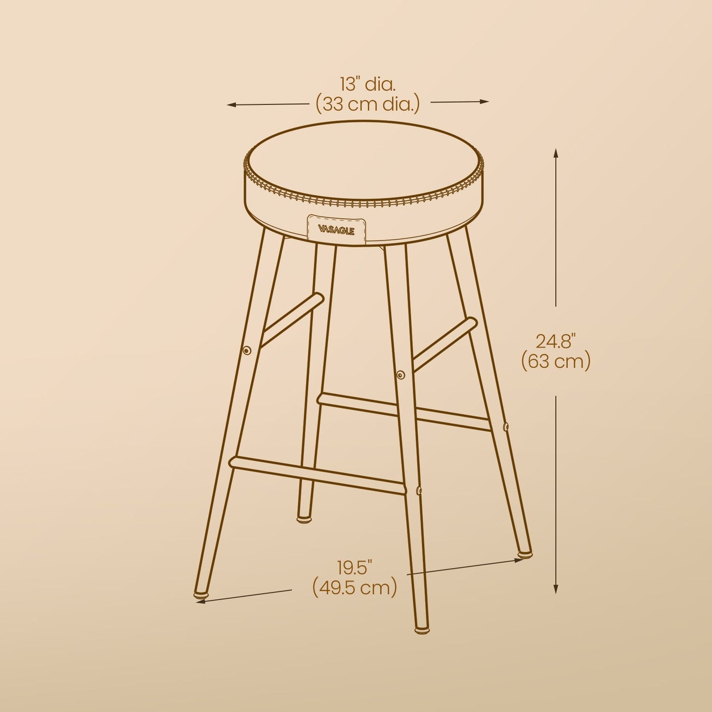 Bar Stools Set of 2 - 63 cm - Synthetic Leather