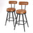 Set of 2 Counter Height Swivel Barstools - Synthetic Leather - Caramel Brown