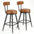 Set of 2 Counter Height Swivel Barstools - Synthetic Leather - Caramel Brown