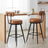 Set of 2 Counter Height Swivel Barstools - Synthetic Leather - Caramel Brown