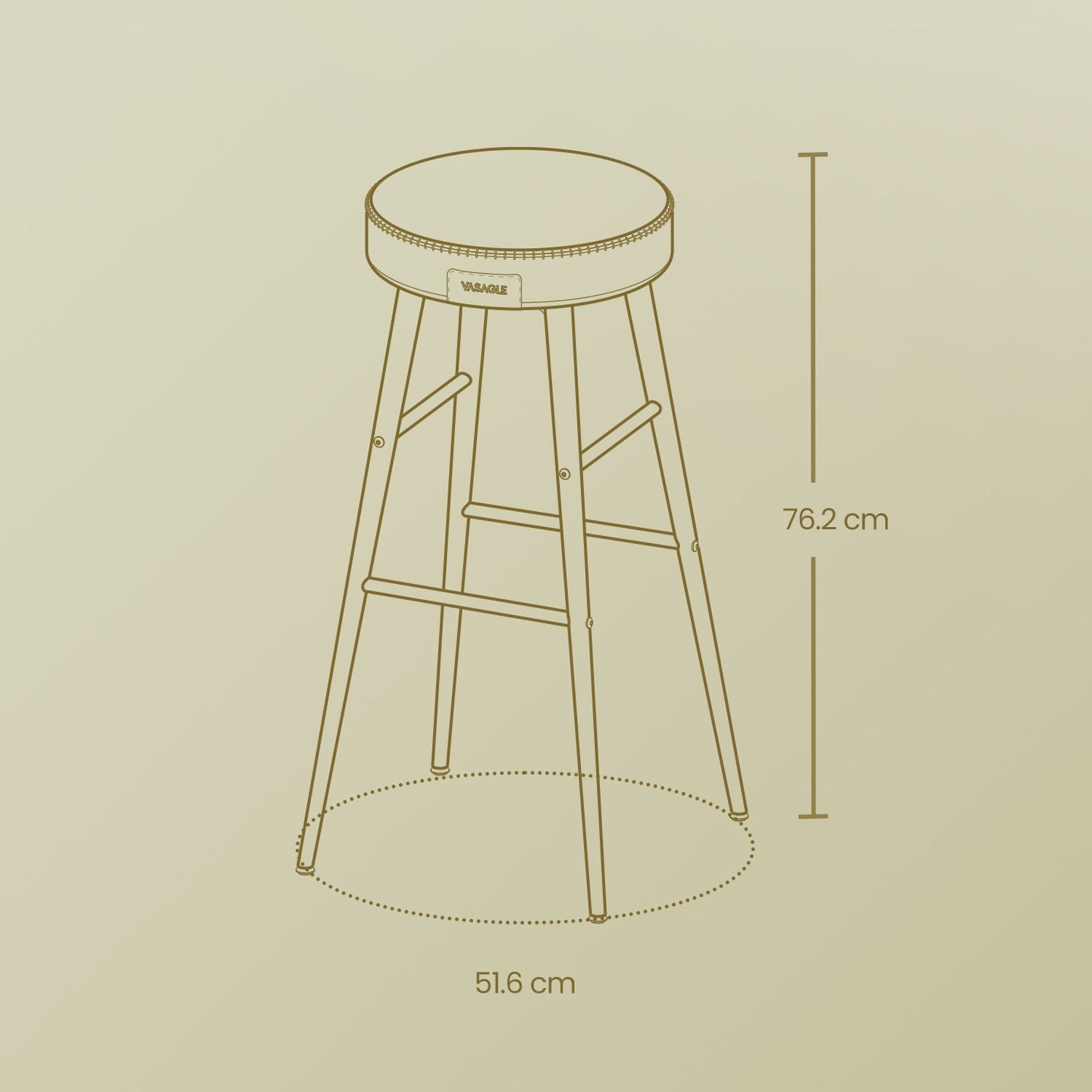 Set of 2 Bar Stools - Synthetic Leather - Brown - 63 cm Tall