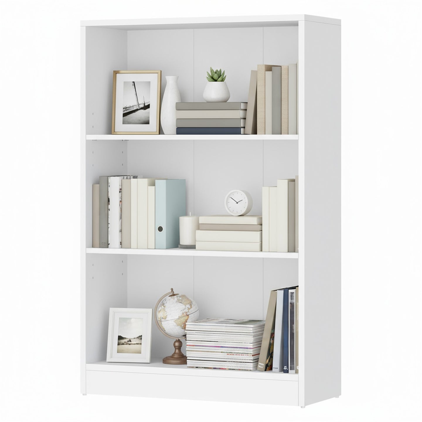 Bookshelf - Particleboard - White - with 3 Shelves