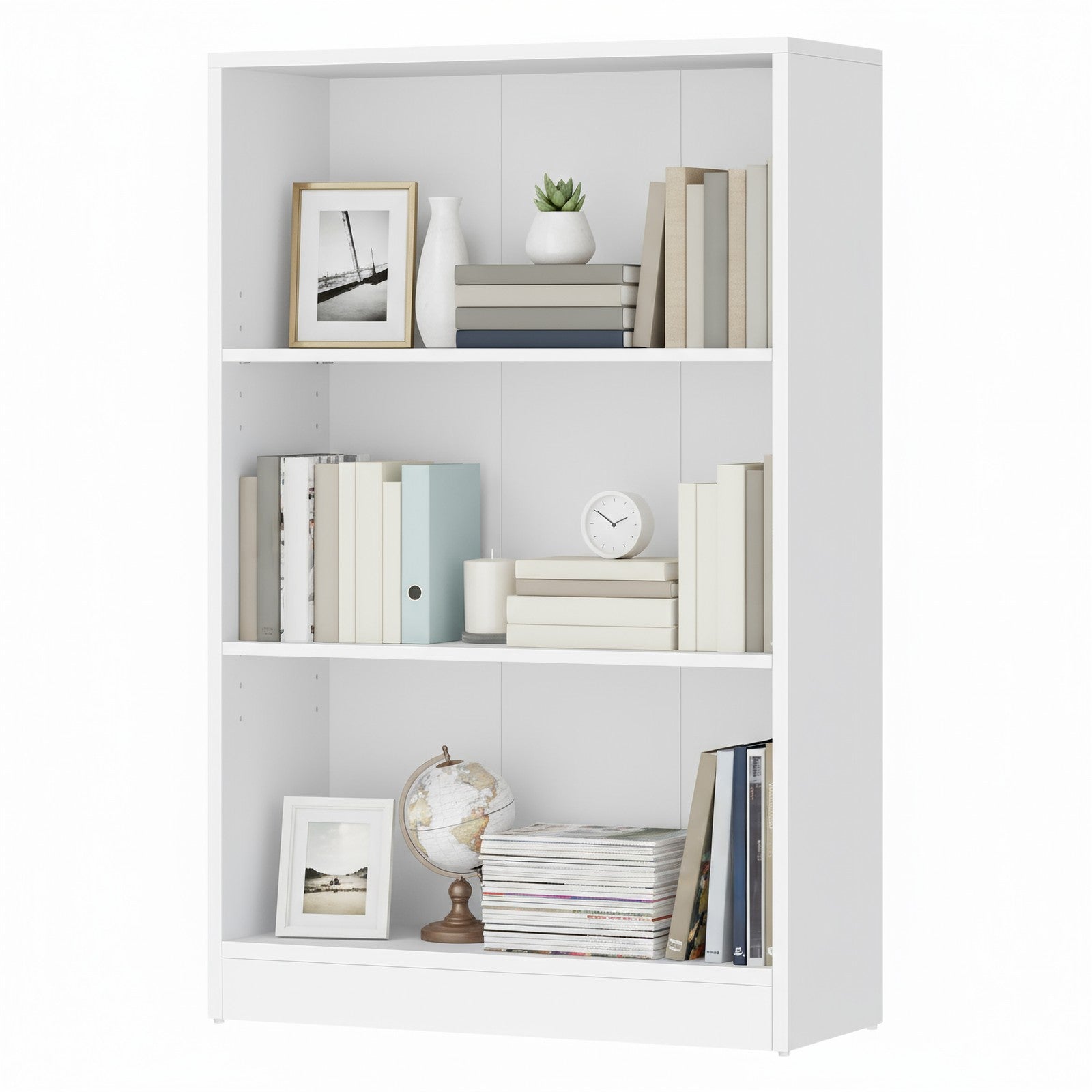 Bookshelf - Particleboard - White - with 3 Shelves