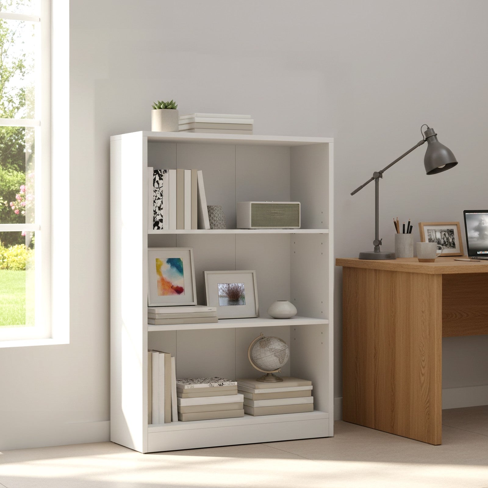 Bookshelf - Particleboard - White - with 3 Shelves