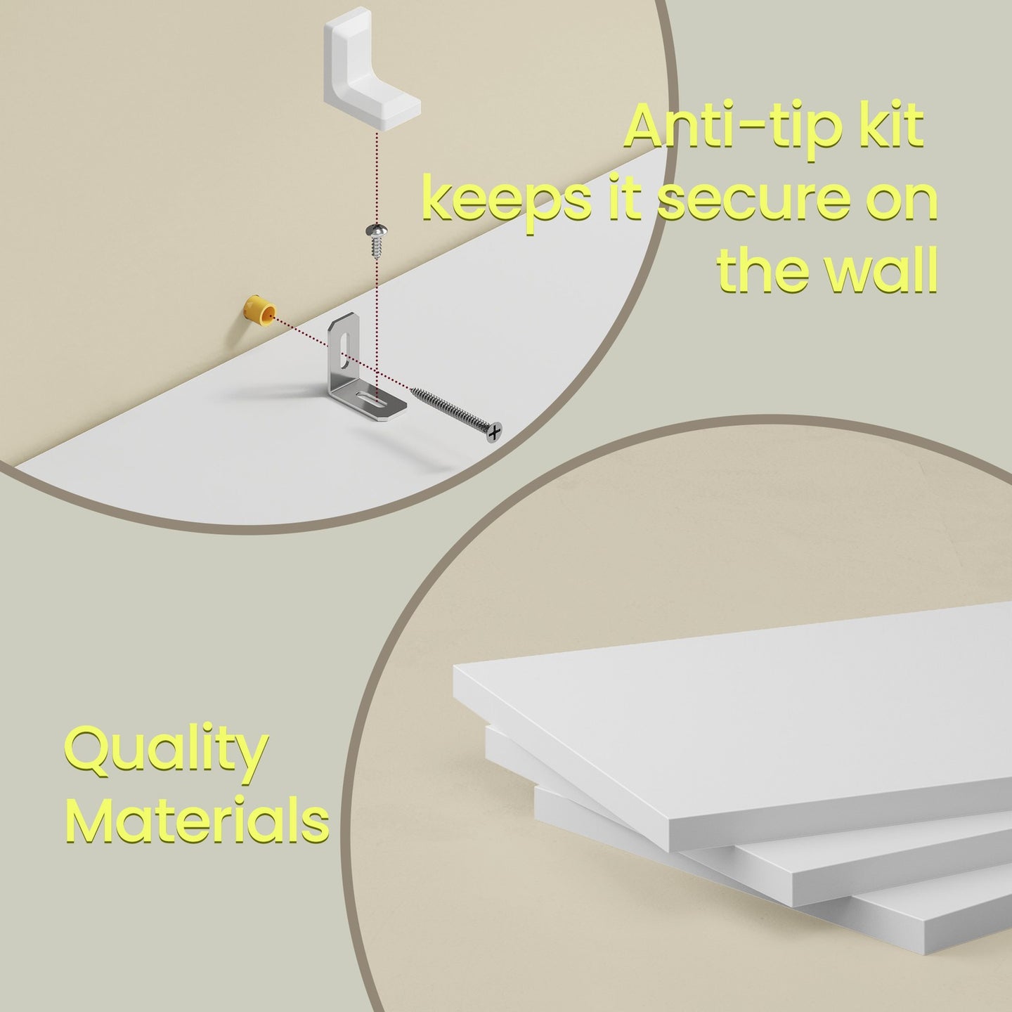 Bookshelf - Particleboard - White - with 3 Shelves