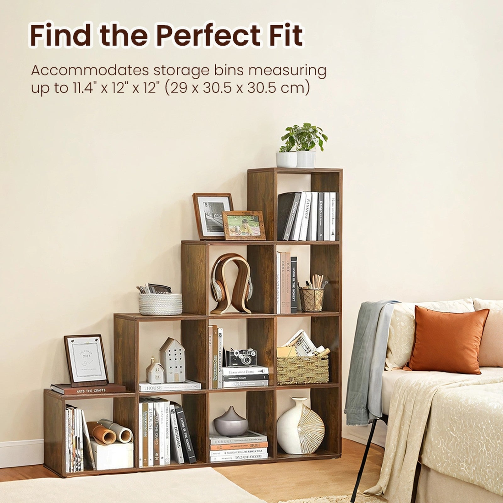 10-Cube Open Bookshelf - Engineered Wood - Cloud White - Versatile Storage Unit for Home Office and Living Spaces