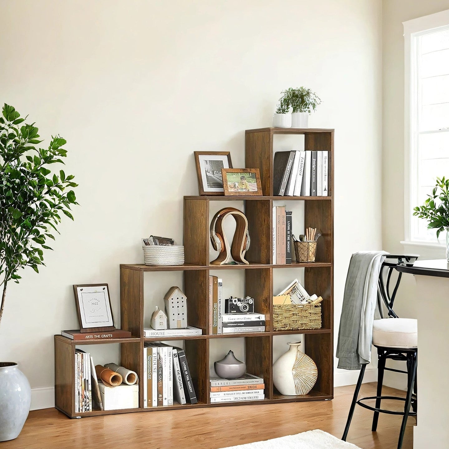 10-Cube Open Bookshelf - Engineered Wood - Cloud White - Versatile Storage Unit for Home Office and Living Spaces