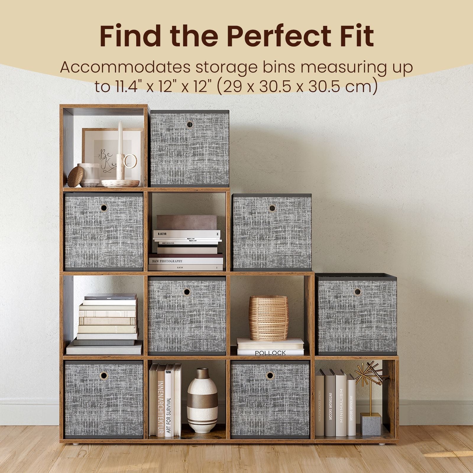 10-Cube Open Bookshelf - Engineered Wood - Cloud White - Versatile Storage Unit for Home Office and Living Spaces
