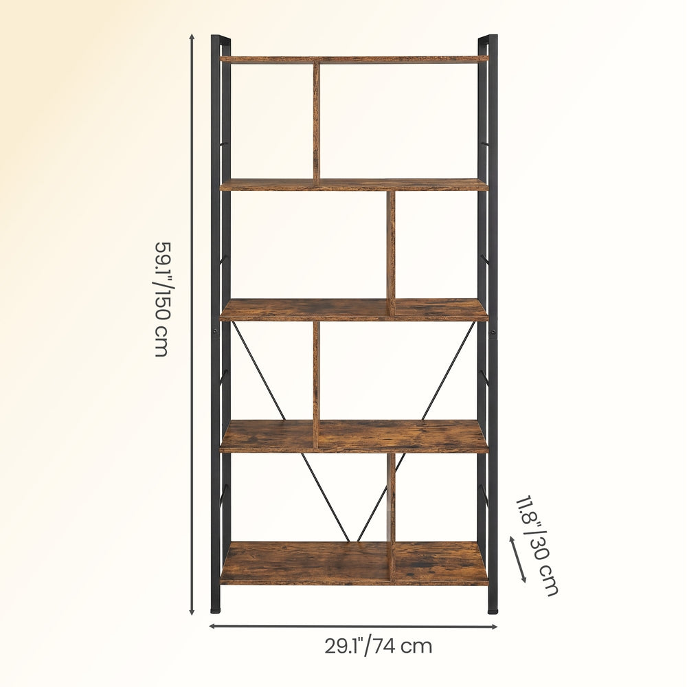 Bookshelf - 5 Tier - Steel - Open Compartments