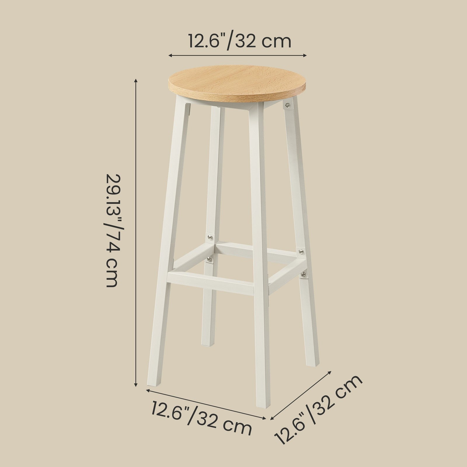 Bar Stools - 74 cm - Metal Frame - Footrest