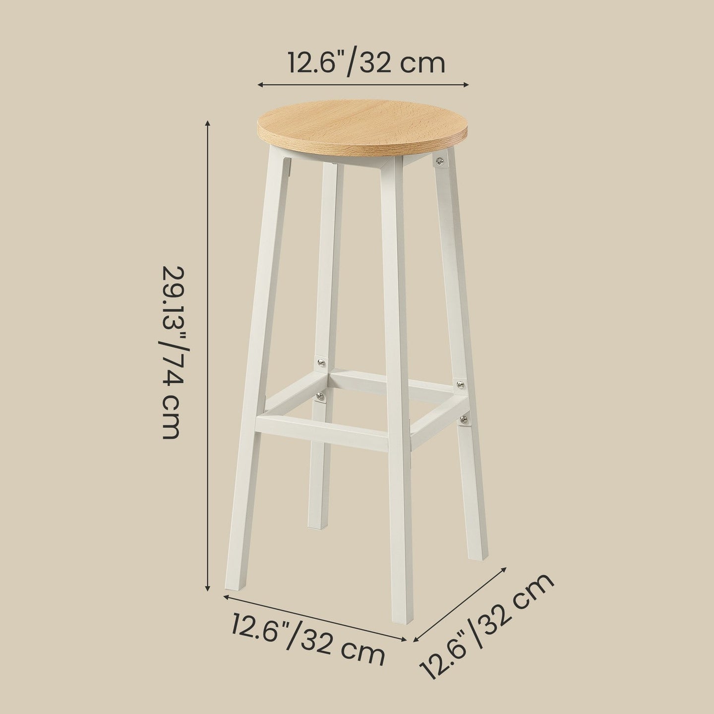 Bar Stools - 74 cm - Metal Frame - Footrest