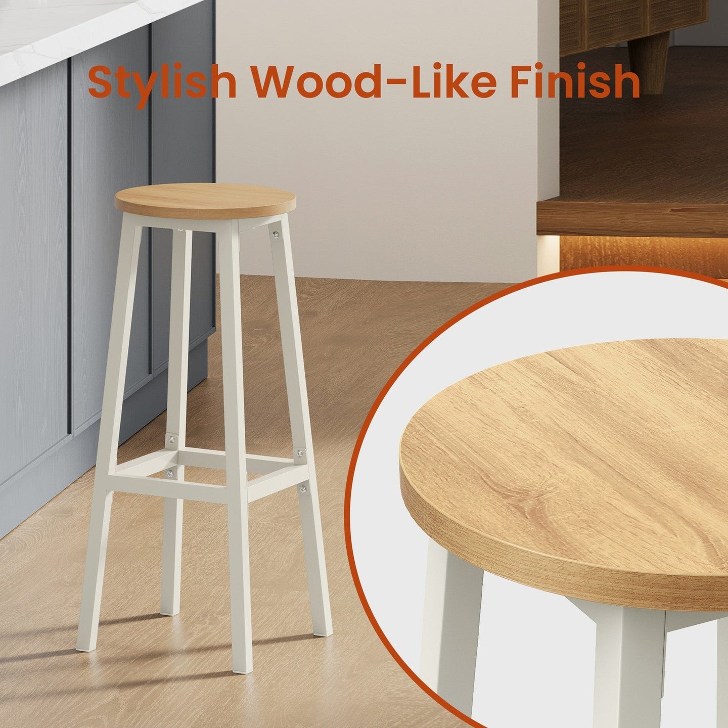 Bar Stools - 74 cm - Metal Frame - Footrest