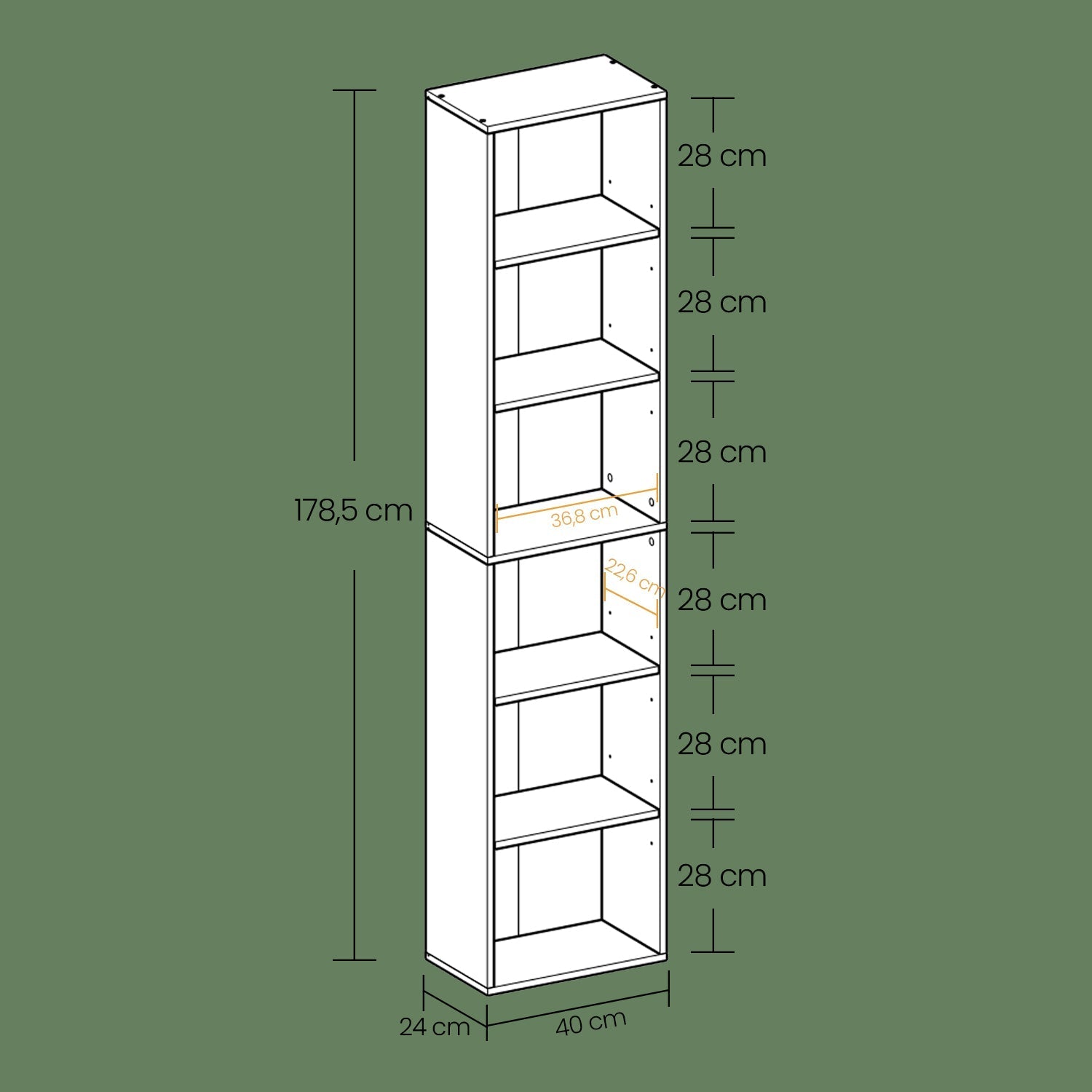 Bookshelf - Wood - Natural Finish - 6 Adjustable Shelves for Home Office and Children's Storage