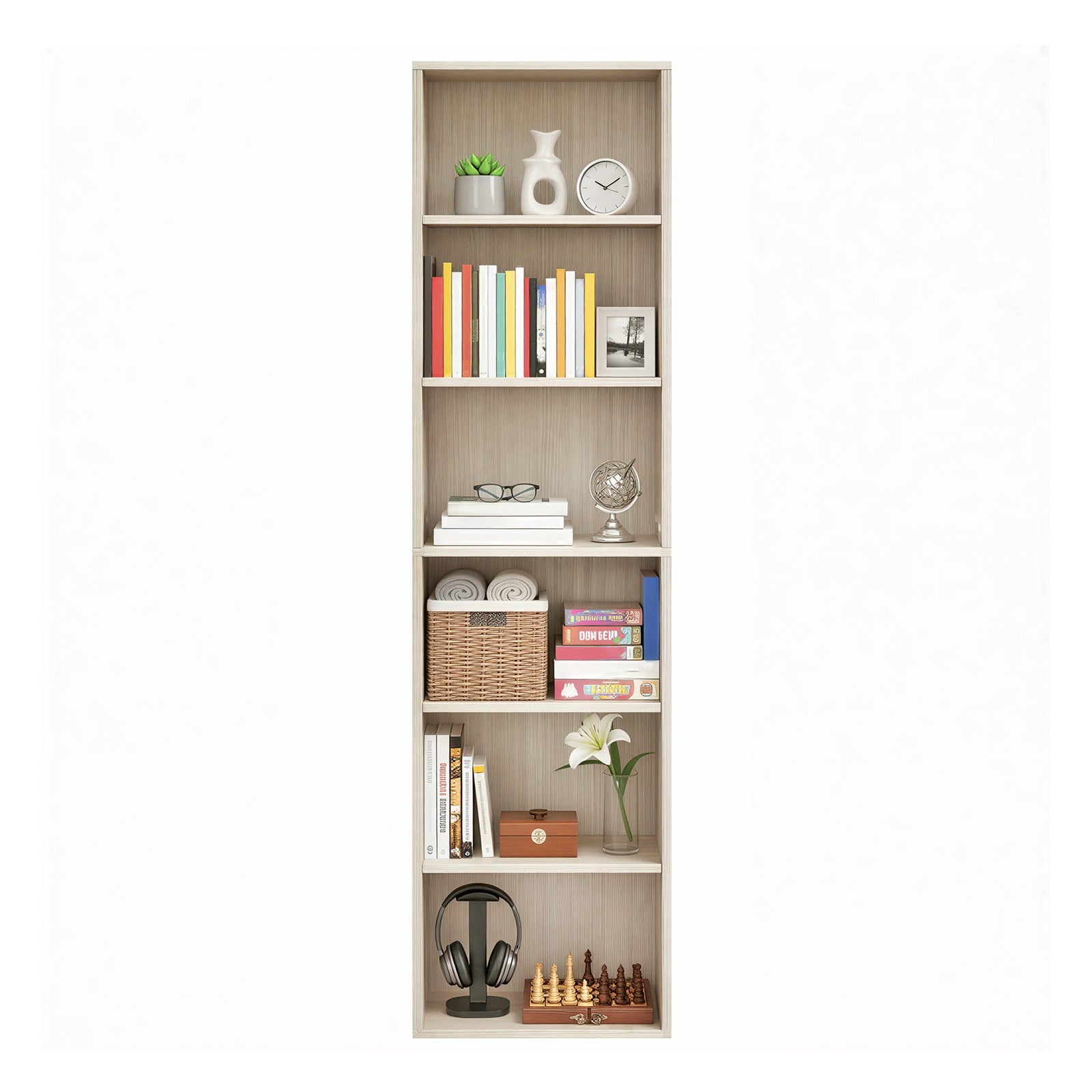 Bookshelf - Particleboard - Beige - with 6 Tiers