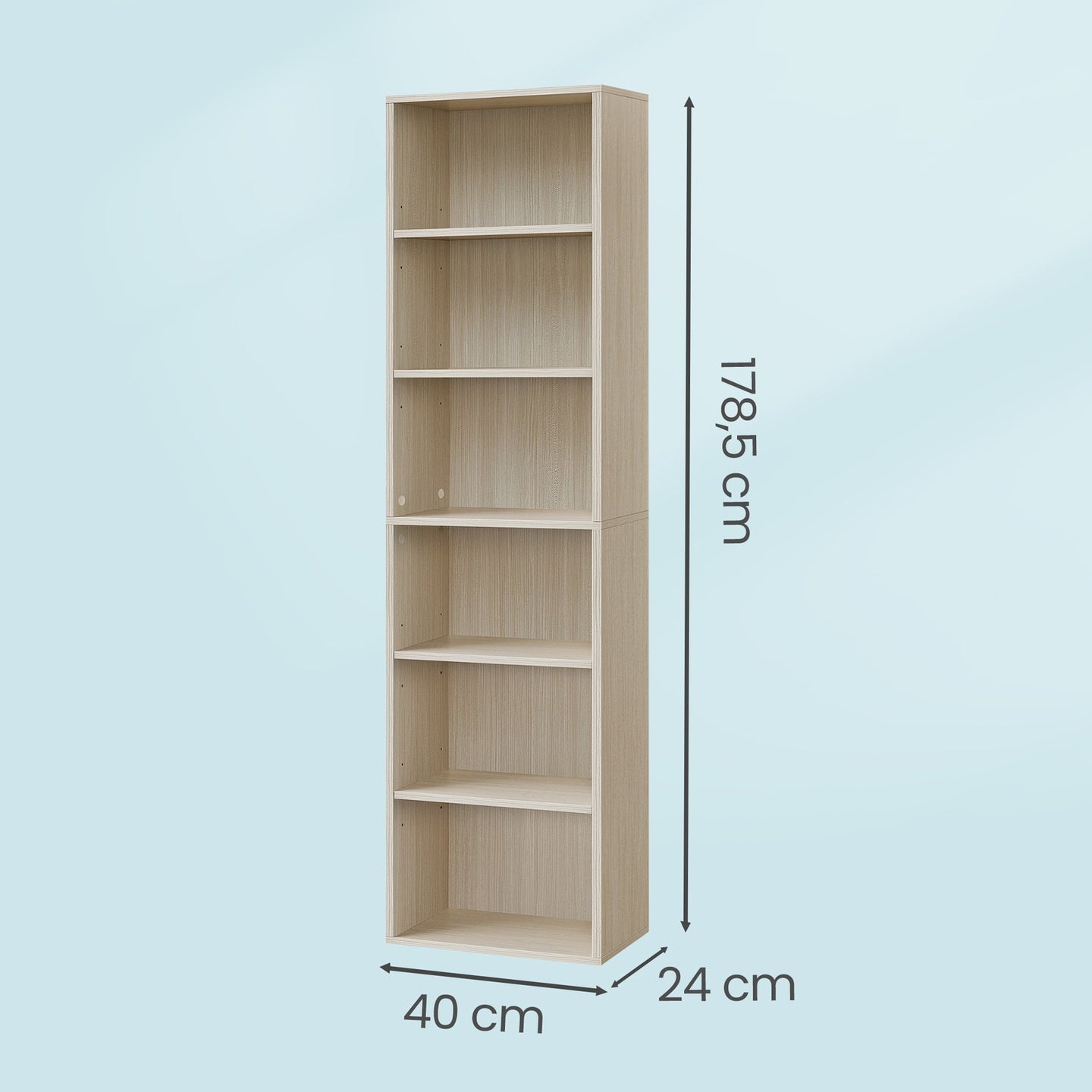 Bookshelf - Particleboard - Beige - with 6 Tiers
