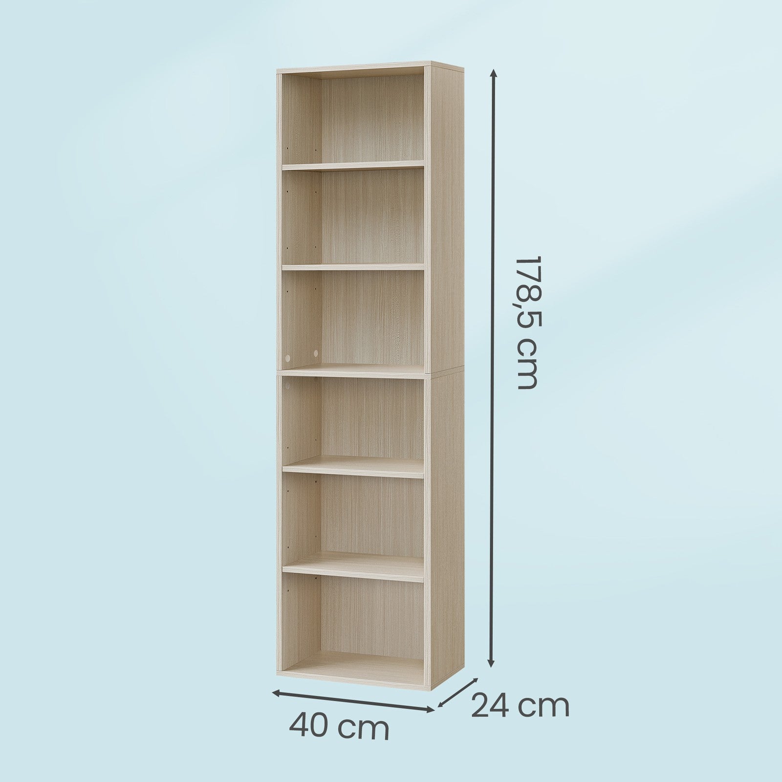 Bookshelf - Particleboard - Beige - with 6 Tiers