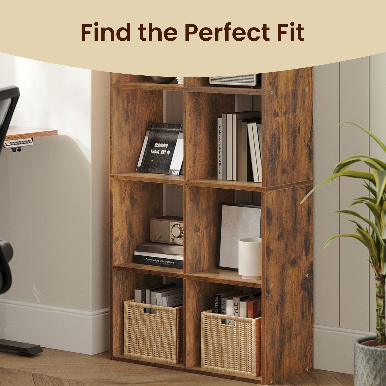 10-Cube Shelving Unit - Engineered Wood - Rustic Brown - Multifunctional Room Divider
