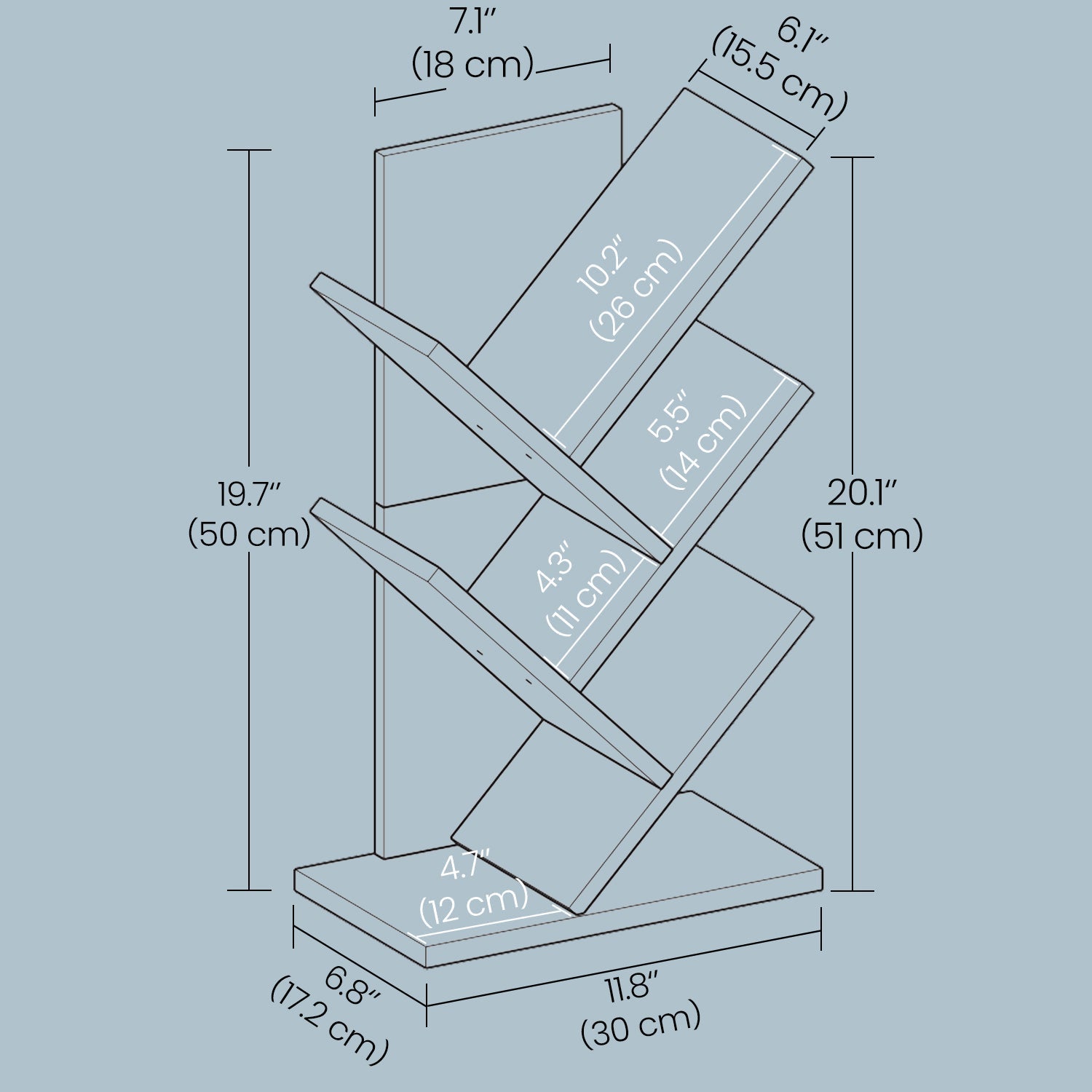 5-Tier Bookshelf - Wood - Cloud White - Space-Saving Corner Design