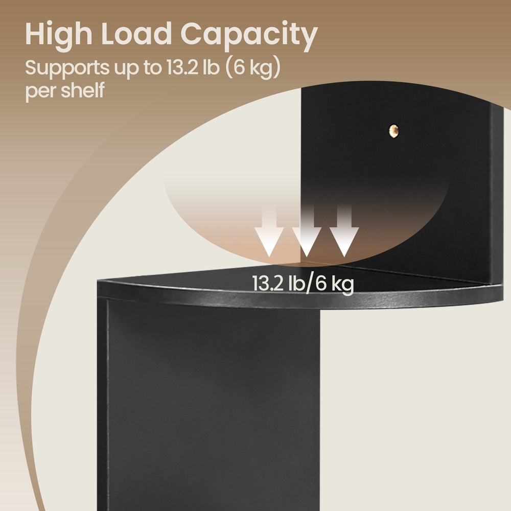 5-Tier Floating Corner Shelf - 20L - Particleboard - Zigzag Design