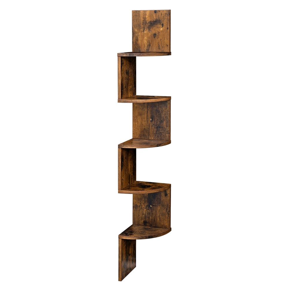 5-Tier Floating Corner Shelf - 50L - Particleboard - Zigzag Design