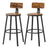 Set of 4 Bar Stools - Heavy-Duty Steel Frame - Rustic Brown and Black - With Backrest