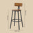 Set of 4 Bar Stools - Heavy-Duty Steel Frame - Rustic Brown and Black - With Backrest