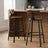 Set of 4 Bar Stools - Heavy-Duty Steel Frame - Rustic Brown and Black - With Backrest