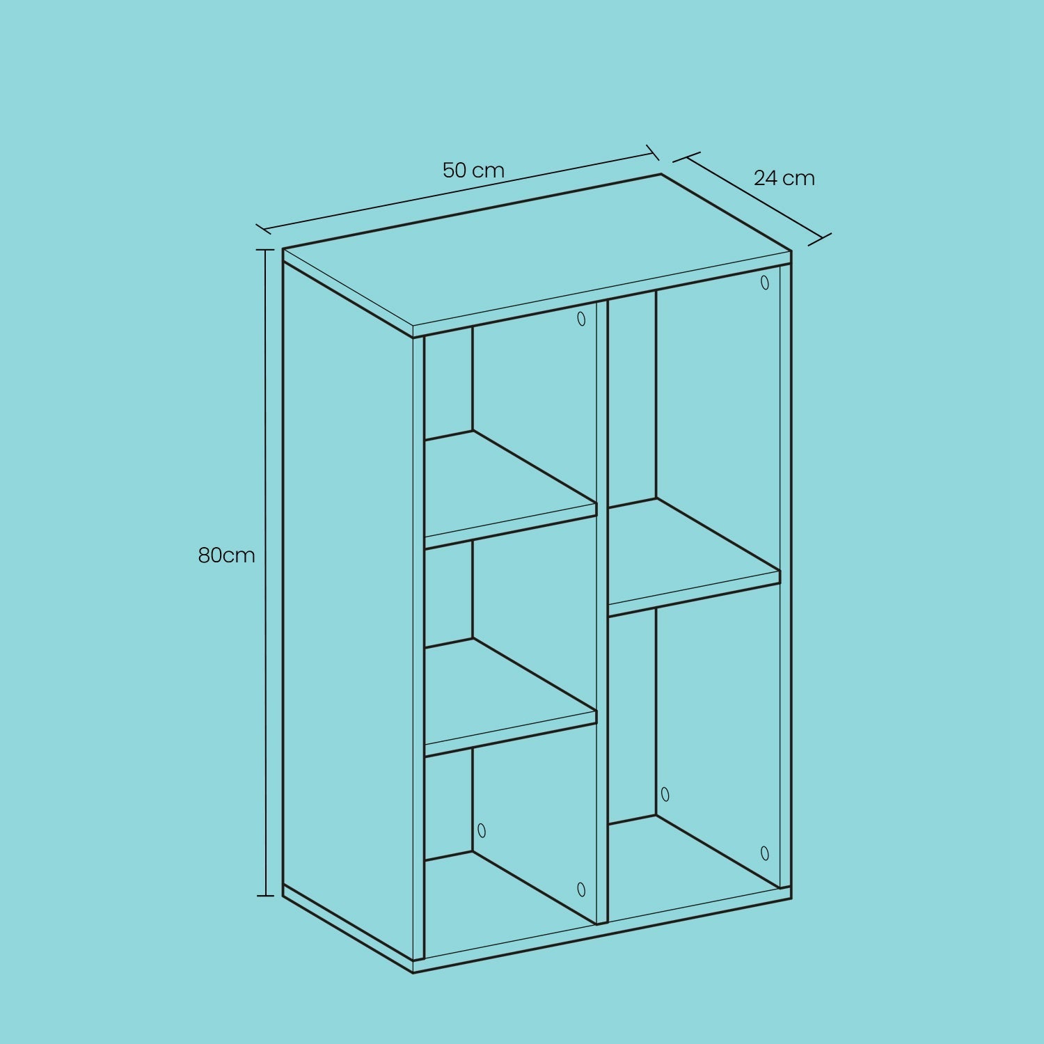 Kids Bookcase - Wood - Oak - 5-Cube Design with Floor Standing Storage