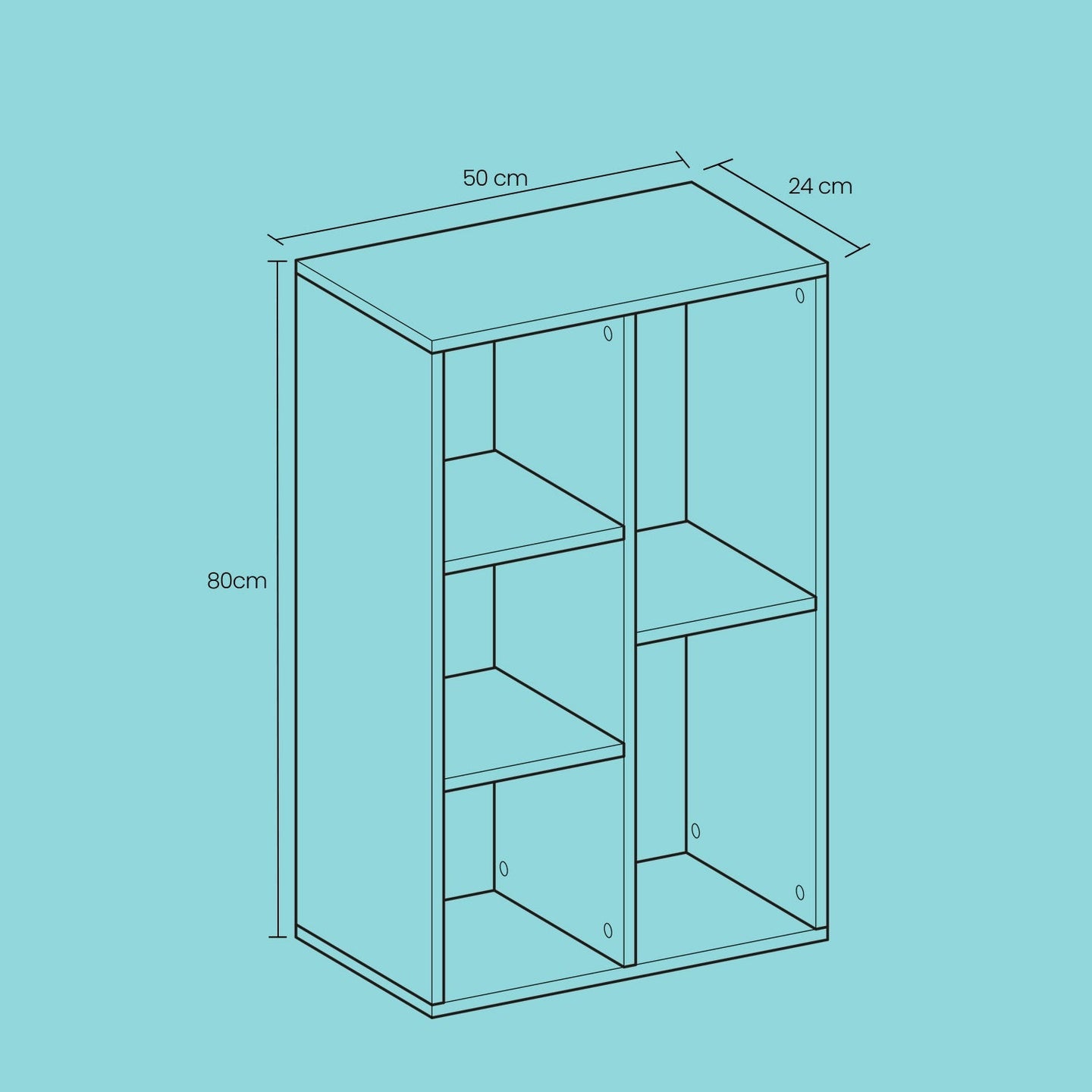 Kids Bookcase - Wood - Oak - 5-Cube Design with Floor Standing Storage