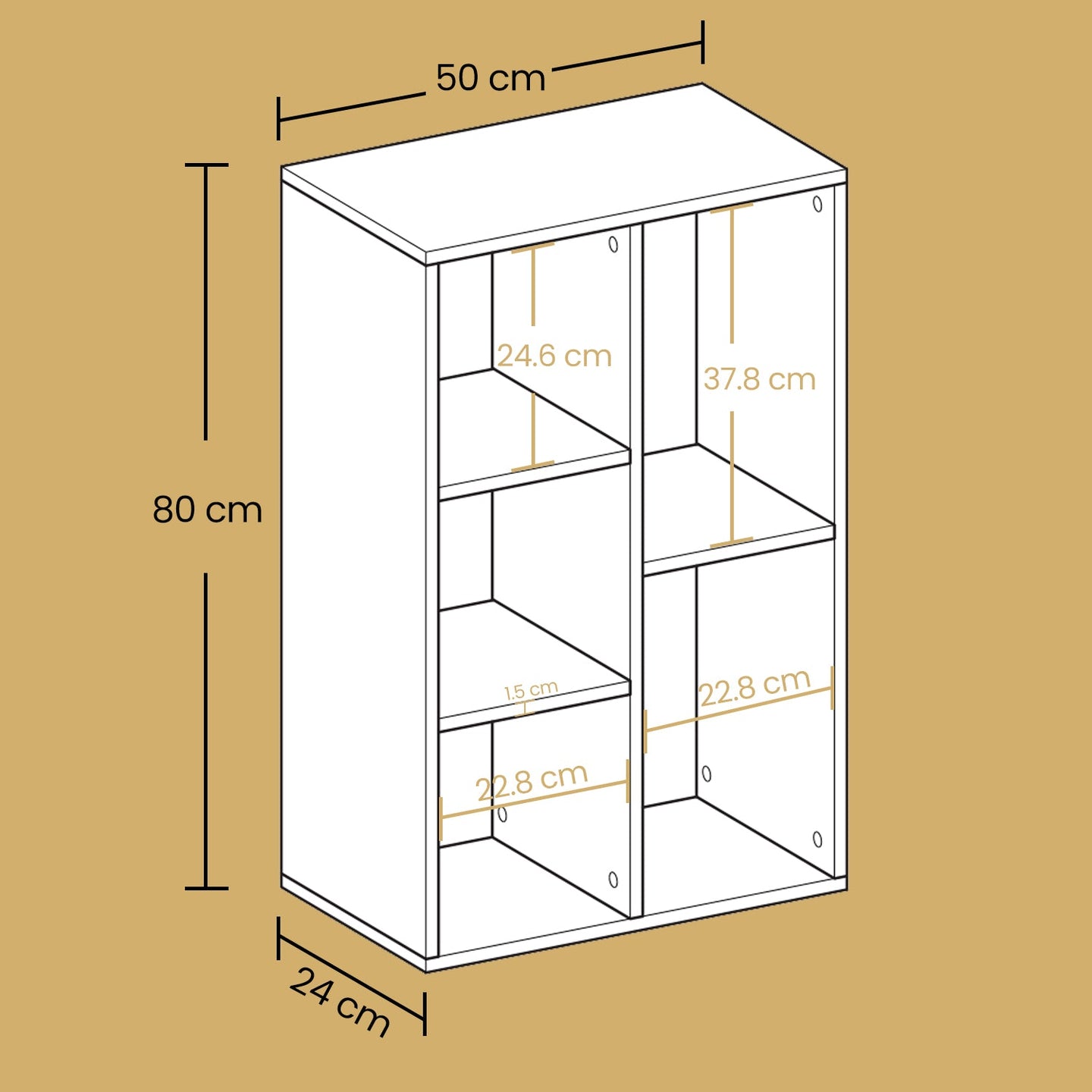 Kids Bookcase - Wood - Oak - 5-Cube Design with Floor Standing Storage