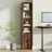 Tall Bookcase - 6-Tier with Door - Engineered Wood - Rustic Brown