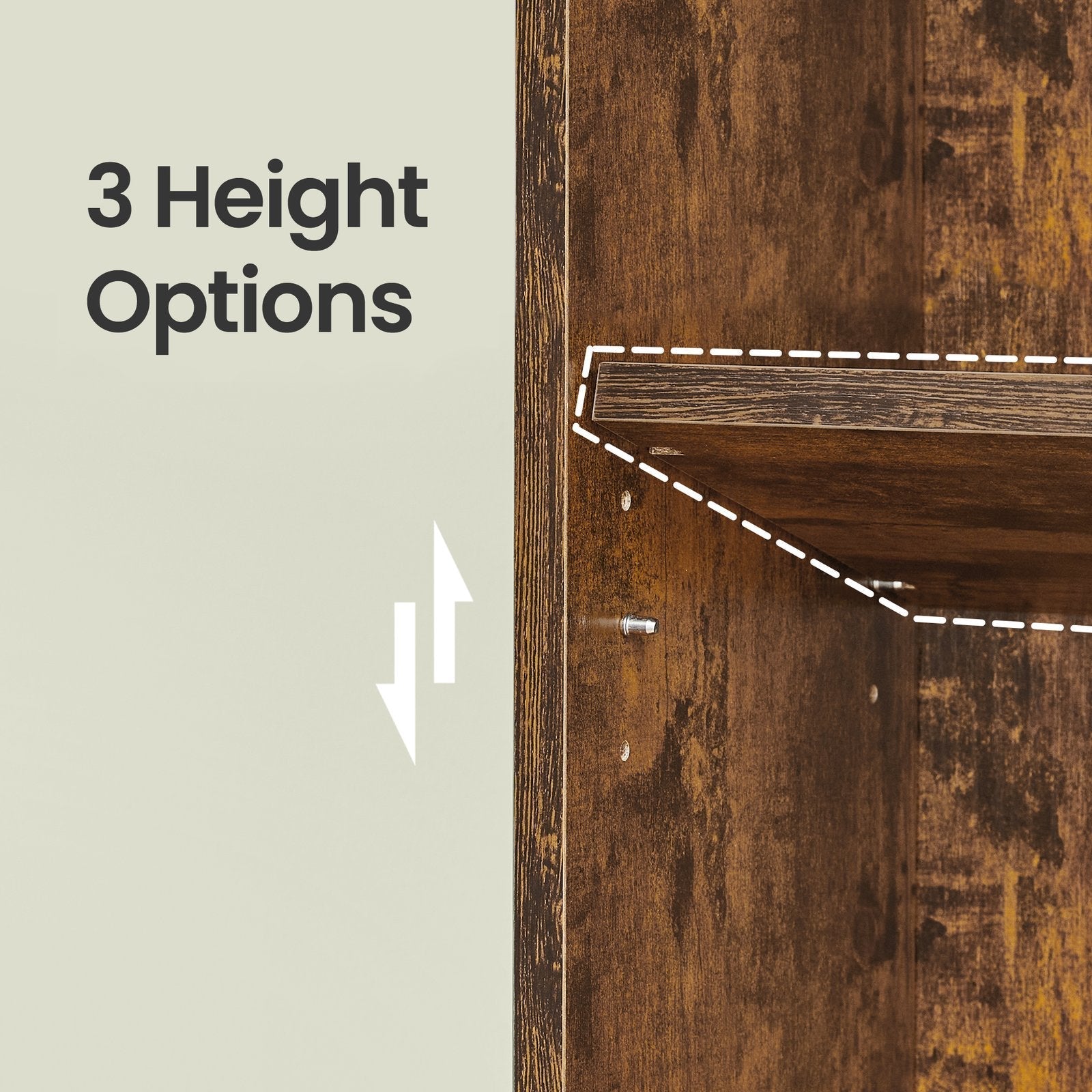 Tall Bookcase - 6-Tier with Door - Engineered Wood - Rustic Brown