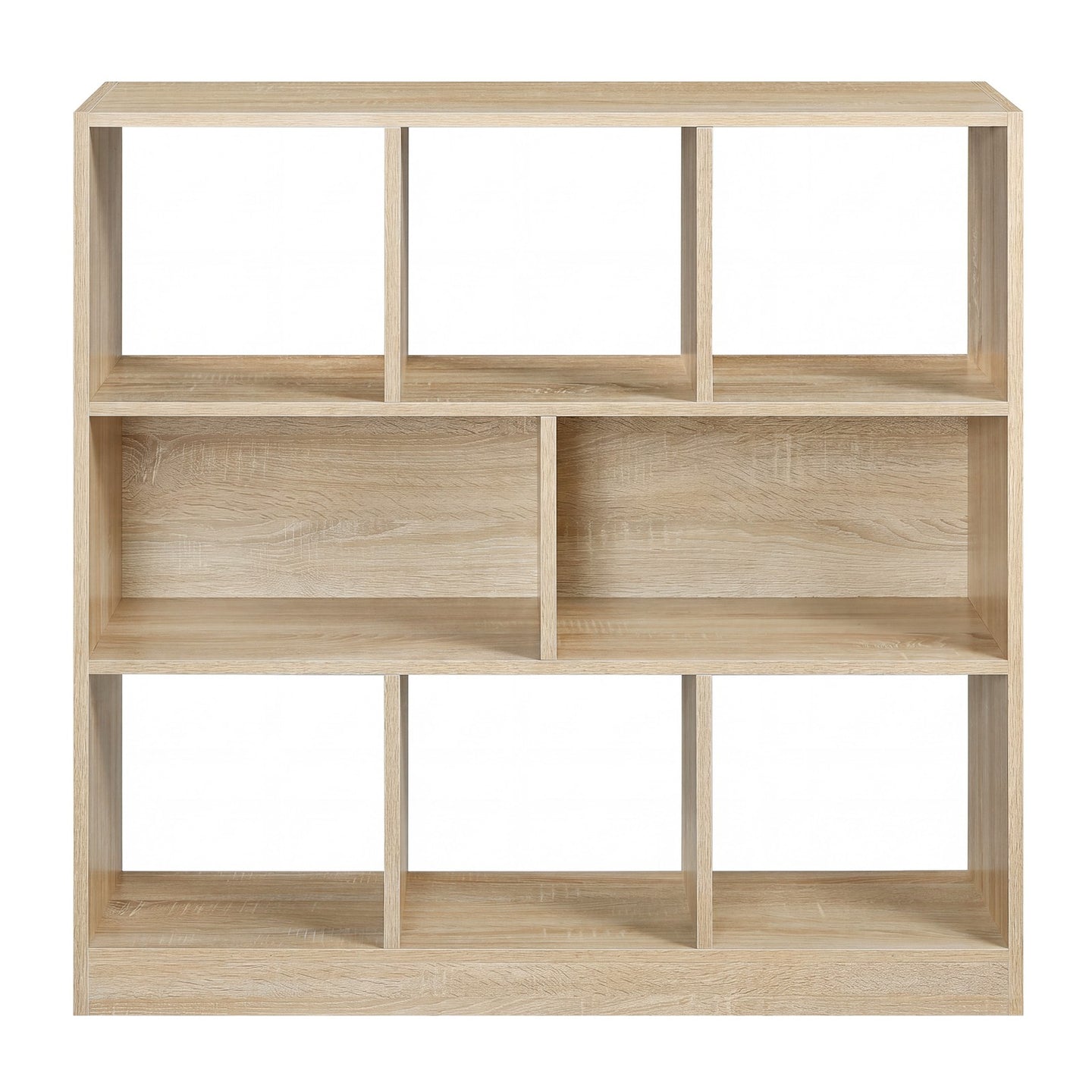 8 Compartment Bookshelf, Storage Unit - Wood - Oak