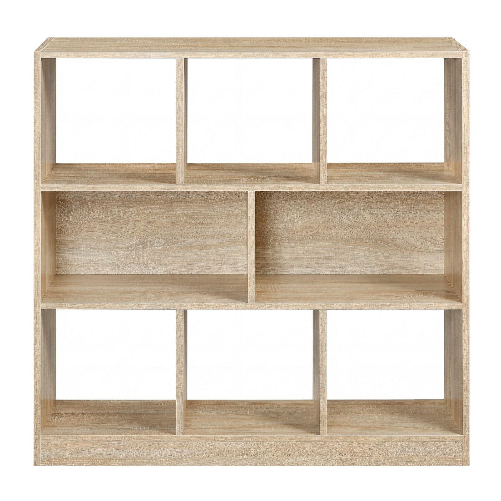 8 Compartment Bookshelf, Storage Unit - Wood - Oak